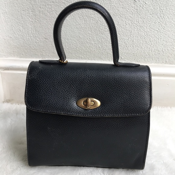 Coach Handbags - Vintage Coach Leather Black Handbag Made in Italy